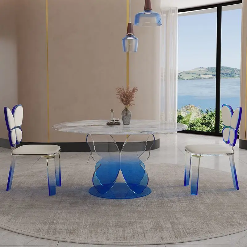 Простой Романтический дизайнерский круглый обеденный стол и стул в виде бабочки