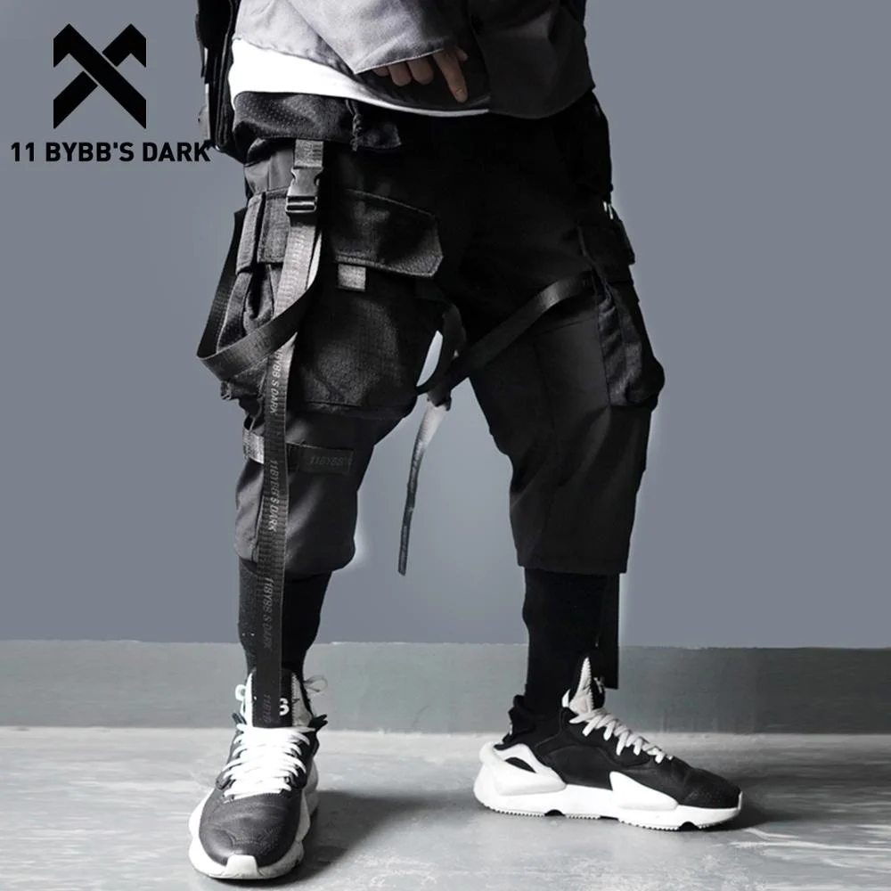 

11 Ribbons Multi Pockets Cargo Pants Men Harajuku Casual Track Trouser Hip Hop Streetwear Techwear Pants Joggers Men