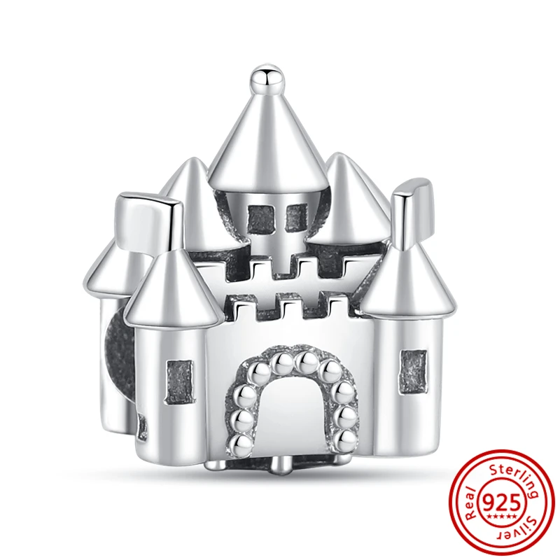 925 Sterling Silver Castle Iron Tower Balloon House Pyramid Pendant Fine Beads Fit Original Pandora Charm Bracelet Women Jewelry images - 6