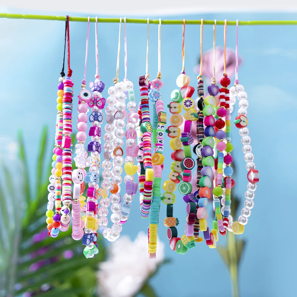 

Universal Phone Charm Strap Mobile Chain Multi Color for Girls Phone chain Choker Necklace Strap Lanyard Keys Lady Gift Summer