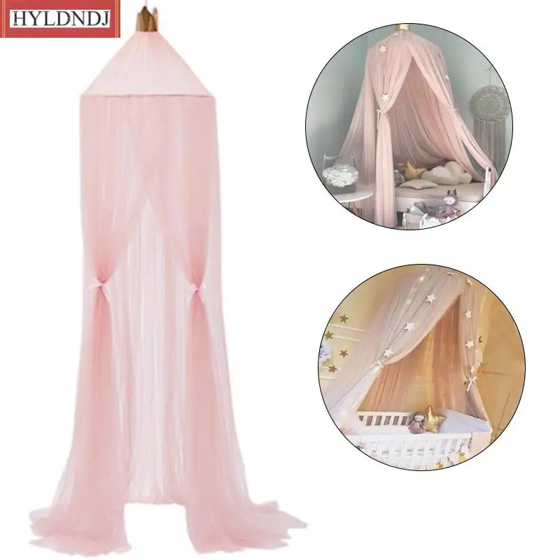 1Pc Kids Room Decor Crown Round Screen Anti-Mosquito Canopy Insect Bed Voile Garden Camping Hanging Fairy Princess Mosquito Net