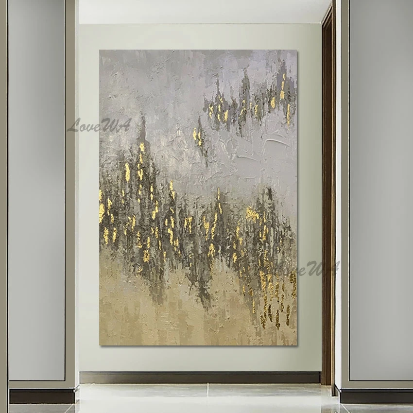 

Оригинальная абстрактная Золотая фольга ручной работы, картина маслом на стену, акриловое искусство, картина, художественное оформление, бесплатная доставка, подвесной Декор для дома
