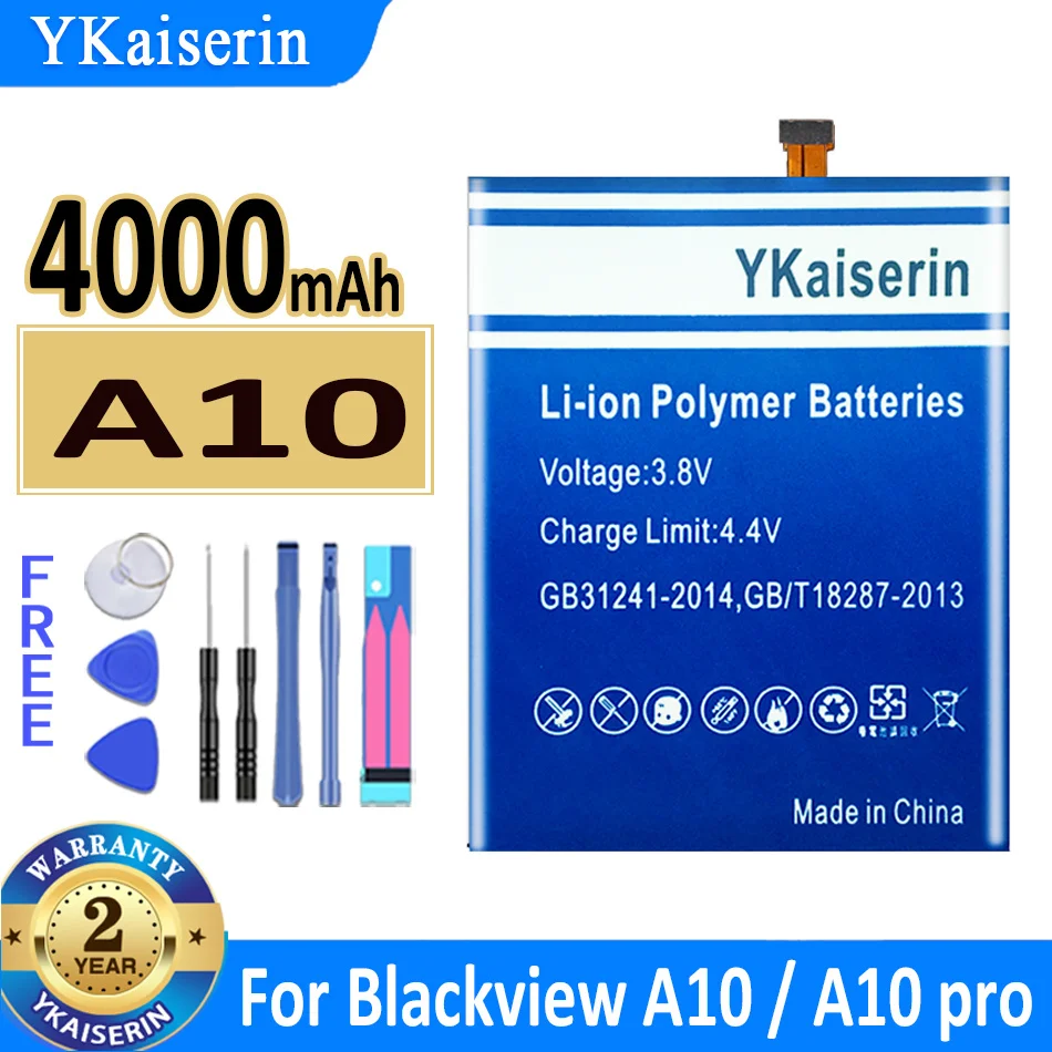 

Аккумулятор ykaisсеребрин 4000 мАч для Blackview A10 / A10 Pro A10pro, новый аккумулятор + код отслеживания