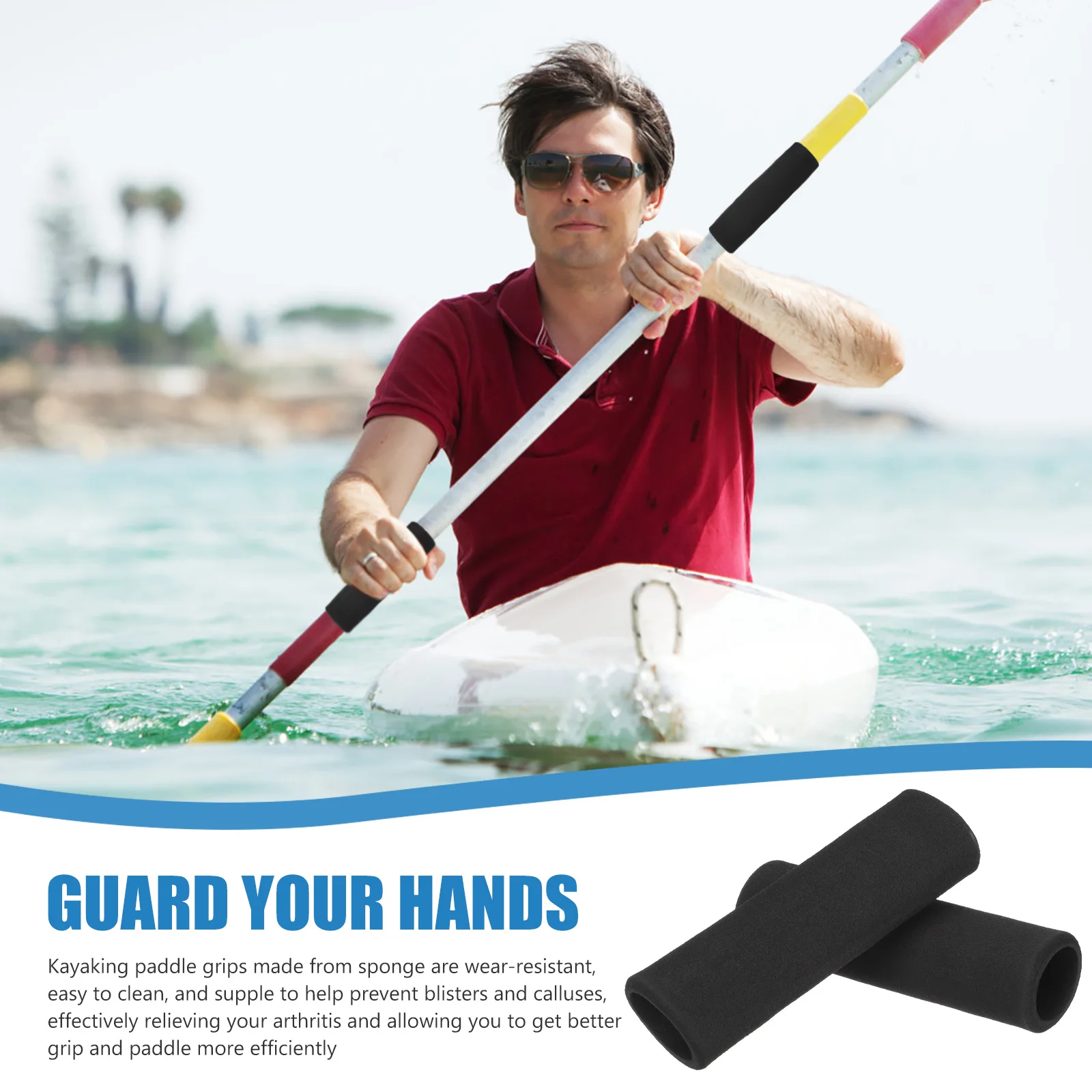 

2Pcs Kayak Paddle Sponge Handle Cover Water-Absorbing Kayak Paddle Grips Anti-Slip Kayak Paddle Wraps Canoe Sponge Paddle Grips