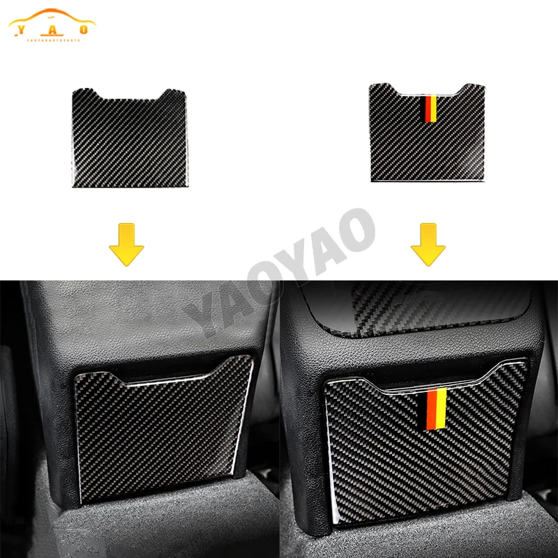 

Real Carbon Fiber For Mercedes Benz C E Class GLC Rear Armrest Storage Box Panel Cover Trim Sticker Interior Accessories
