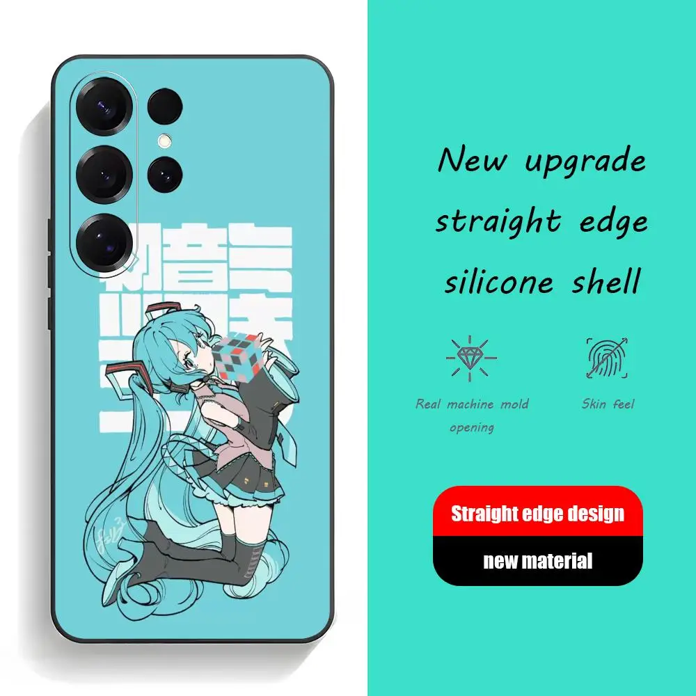Фото Чехол для телефона H-HatsuneS Anime для Samsung Galaxy S26 S25 S24 S23 S22 S21 Plus Ultra M-MikuS Fold A, мягкий, черный. №1