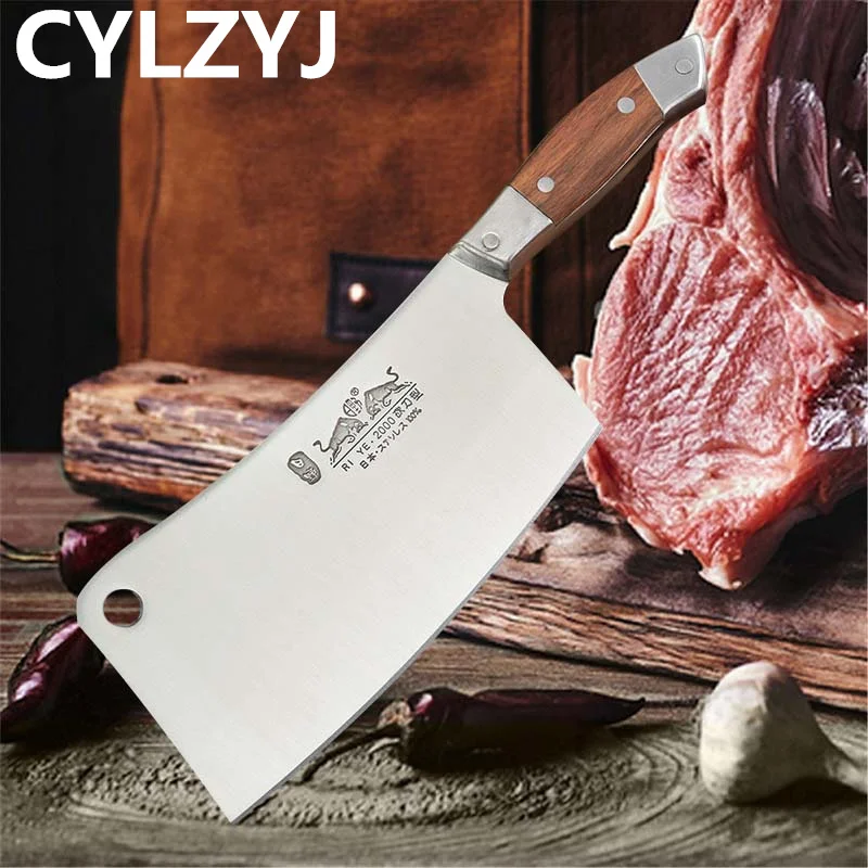 

Stainless Steel Butcher Knife Bone Chopping Kitchen Knife Meat Vegetables Slicing Cleaver High Hardness Kitchen Chef Cutter Tool