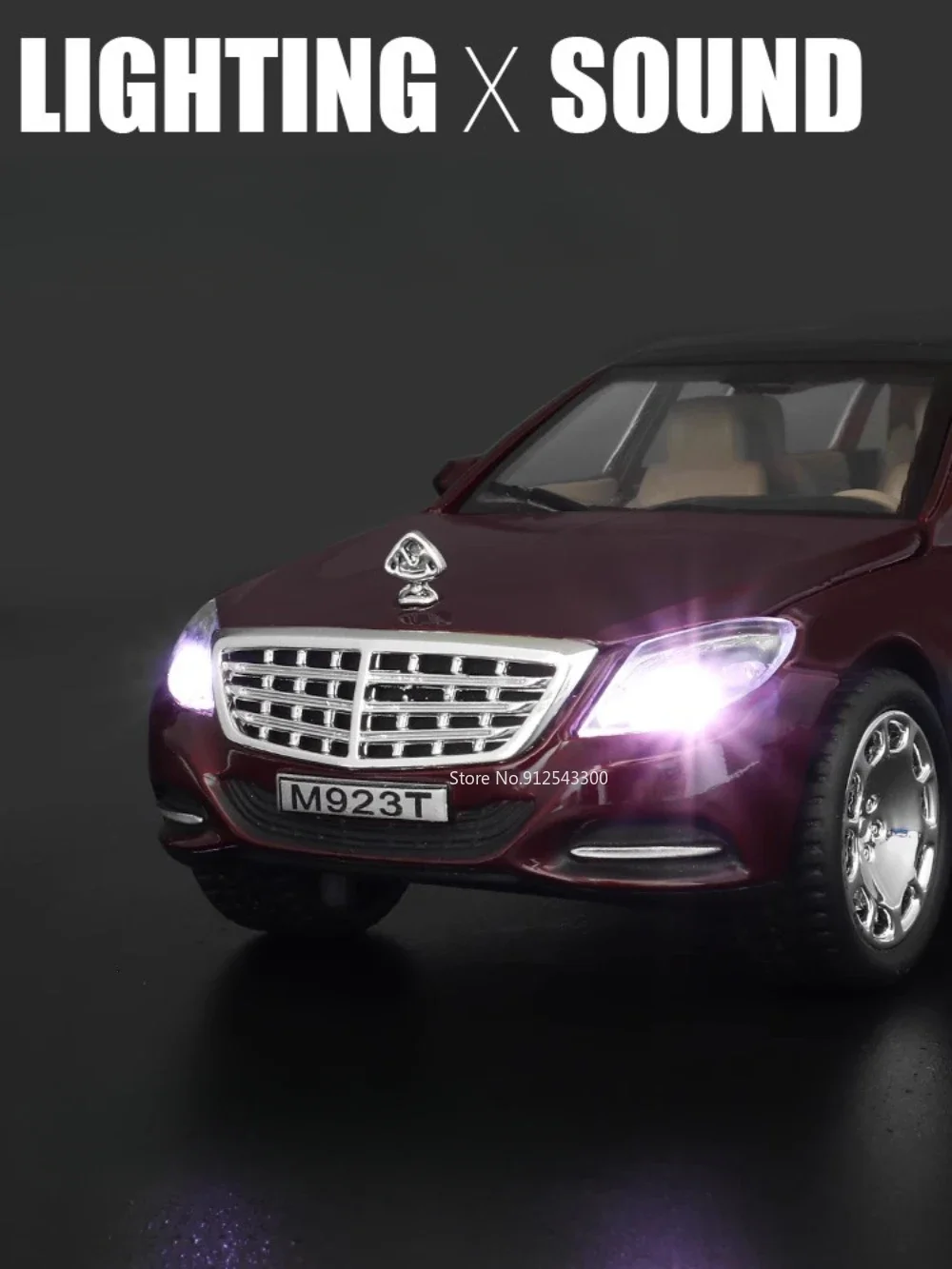 1:24 Maybach S600 расширенная модель автомобиля из сплава игрушка звук свет откатный