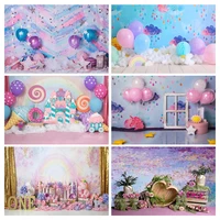 photography background watercolor rainbow star cloud balloon girl 1st birthday cake smash photo decoration backdrop photo studio