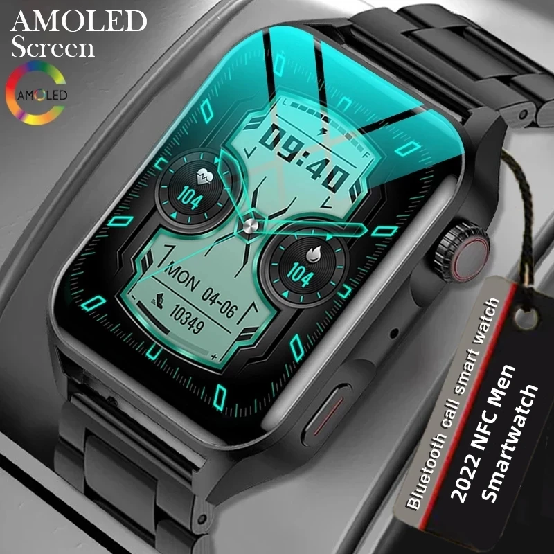 

2022 NFC Smartwatch Men AMOLED HD Screen Always On display Bluetooth Call IP68 Waterproof Smart Watch Women For Huawei Xiaomi