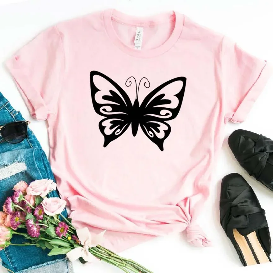 Женская футболка с бабочкой хлопковая повседневная хипстерская забавная