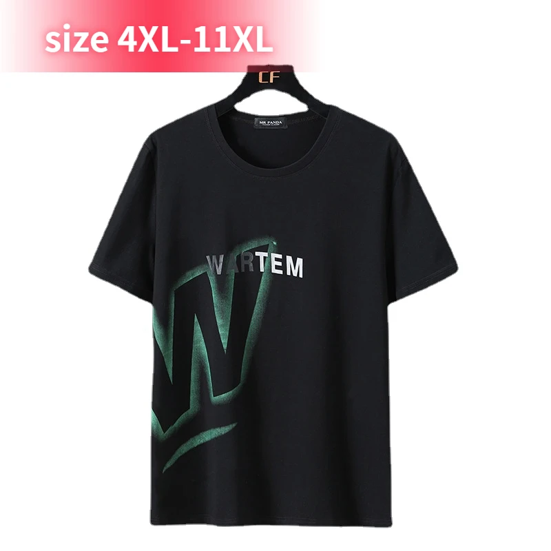 

New Arrival Fashion Youth Men's Short Sleeve T-shirt Trendy Round Neck Oversized Summer Printed Lycra Cotton Plus Size 4XL-11XL