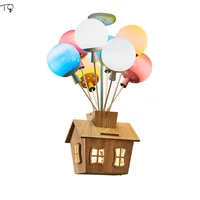 Nordic Modern Minimalist Balloon Pendant Lights Acrylic Wood Flying House Hanging Lamp for Kids/boys Room Decor Bedroom Bedside