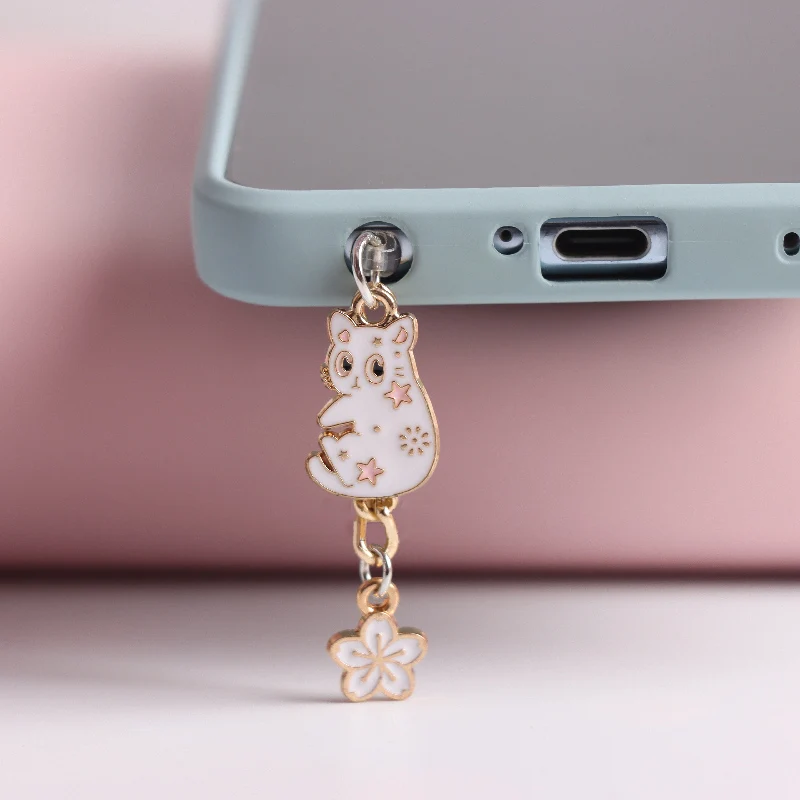 Kawai Phone Dust Plug Charm Cat Anime Anti Dust Cap Pendant Charge Port Plug For iPhone Type C  Android Dust Protection Stopper images - 6