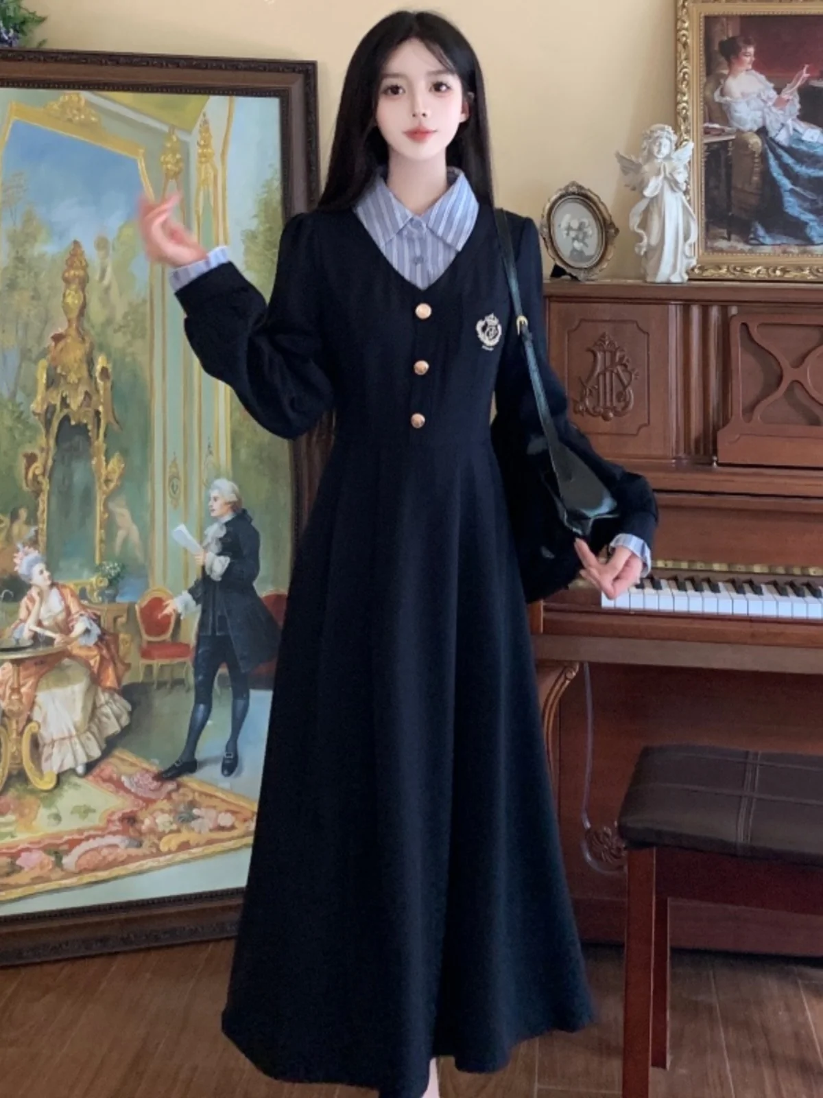 Американская винтажная рубашка лоскутное многослойное платье одежда больших