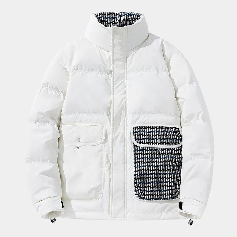 2022 Winter Collared Down Jacket for Men Relaxed Casual Warm White Eiderdown Thick Coat Youth Cropped Jacket