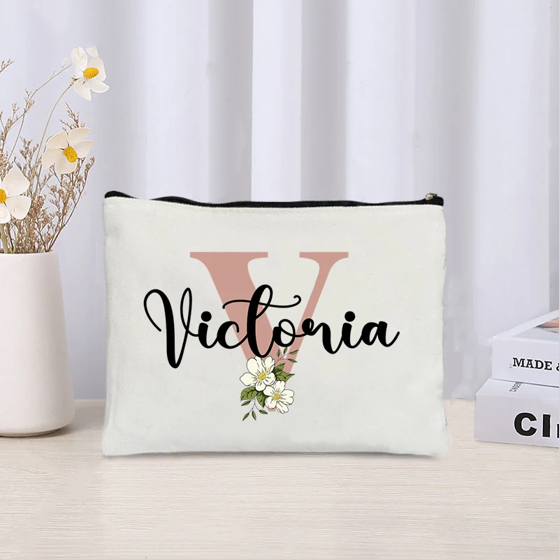 

Канвасная сумка для макияжа с именем