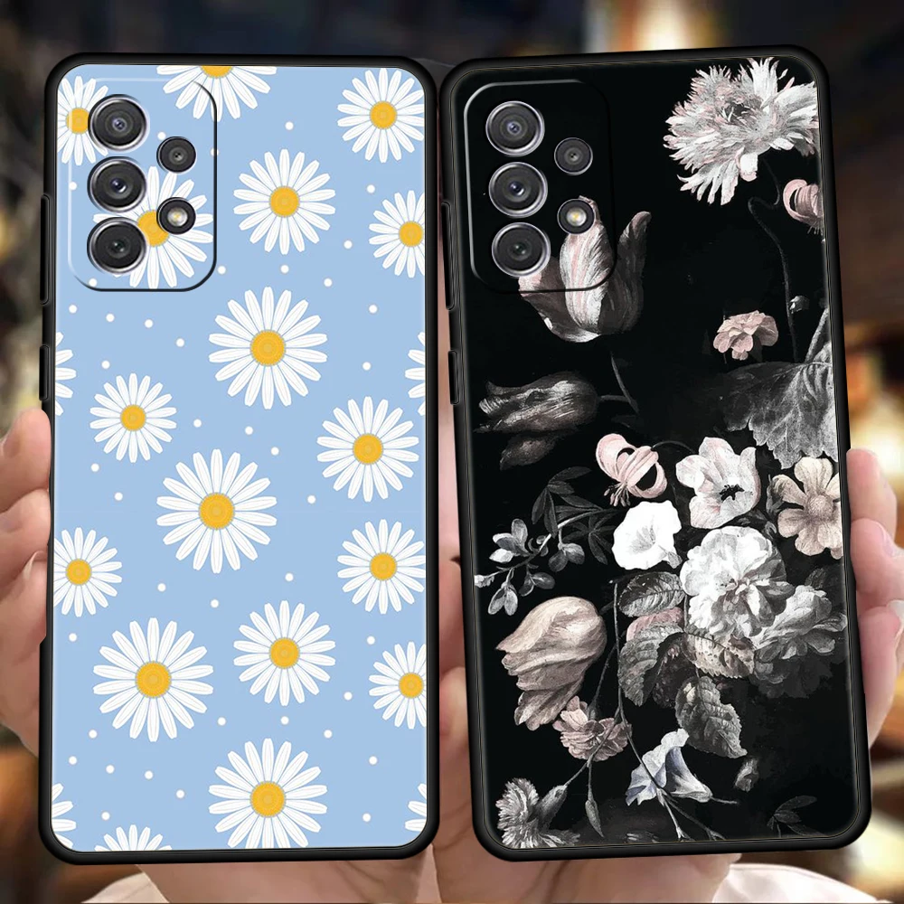 

Flower Silicon Case For Samsung Galaxy A32 A52 A13 A22 A72 A51 A71 A41 A11 A31 A21S 5G Luxury Phone Cover Shell Fundas Coque Bag