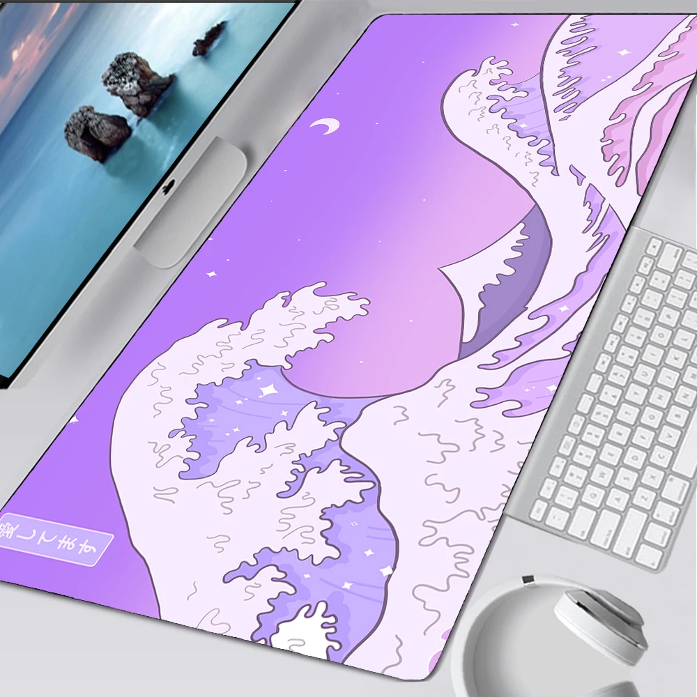 

Purple Sea Wave Mousepad Rubber Anti-slip Lock Edge Desk Pad Keyboard Pad Setup Gamer Accessories Gamer Rug Mouse Mats Anime Mat