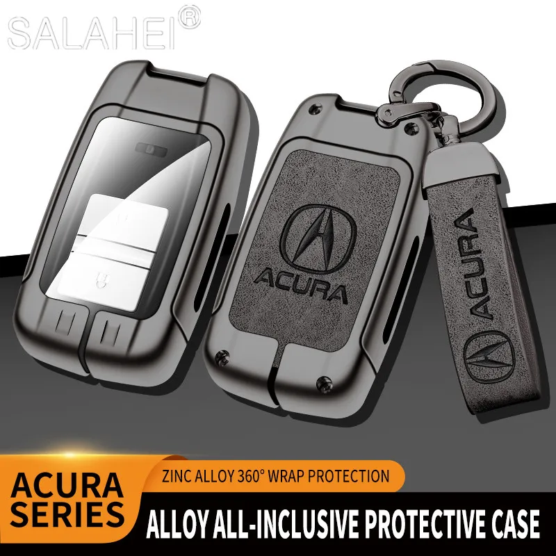 

Zinc Alloy Leather Car Key Case Cover Holder Shell For Acura RLX MDX CDX ILX TLX-L NSX RDX Protector Keychain Auto Accessories