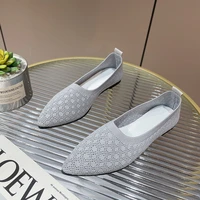 womens shoes summer single shoes fashion mesh pointed shoes ladies comfortable slip on shallow loafers office flat boat shoes