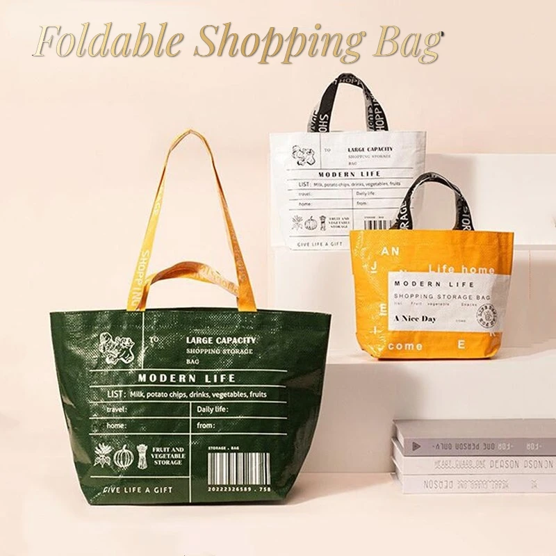 

Foldable Shopping Bag Reusable Eco Bags For Vegetables Grocery Package Women's Shopper Bag Large Handbags Tote Bags Pocket Pouch