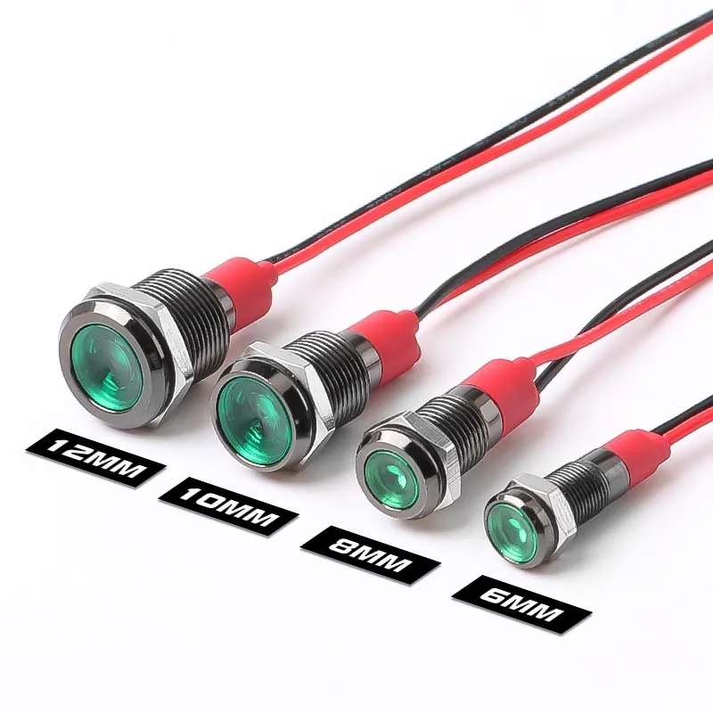 

Металлический светодиодный индикатор черный 6/8/10/12 мм