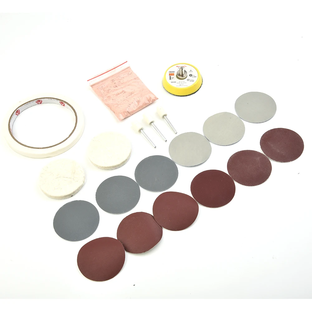 

20pcs/Set Watch Glass Polishing Cleaning Scratch Removal Polish Tool Polishing Wheel Pad And Sanding Paper Grits Set