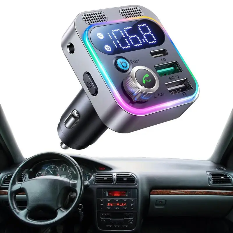 

Blue Tooth FM Transmitter For Car Wireless Car Blue Tooth Adapter 48W FM Transmitter Radio Receiver With 2 Microphones