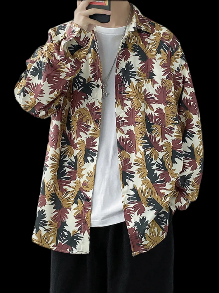 

Мужская свободная рубашка с длинным рукавом и принтом, 21Q2370