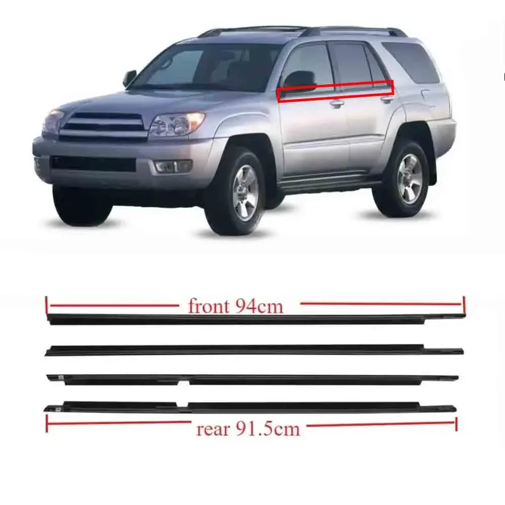 

4 шт., черная резиновая наружная оконная прокладка для Toyota 4Runner 68161-35060 2003-2007, защитное стекло, уплотнитель из ламината