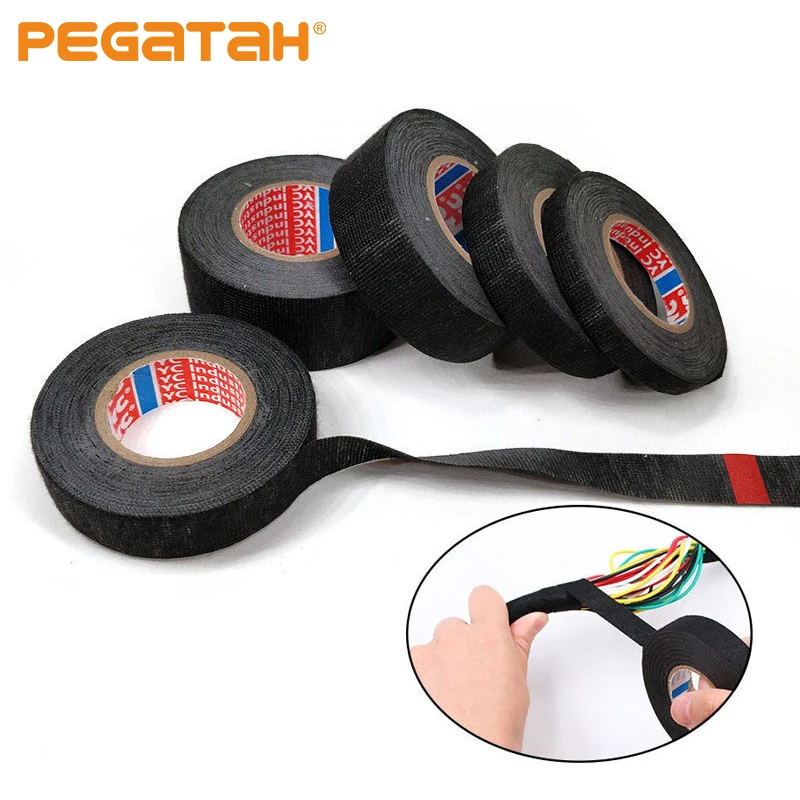

9/15/19/25/32MM Length 15M Heat-resistant Adhesive Cloth Fabric Tape For Car Auto Cable Harness Wiring Loom Protection New