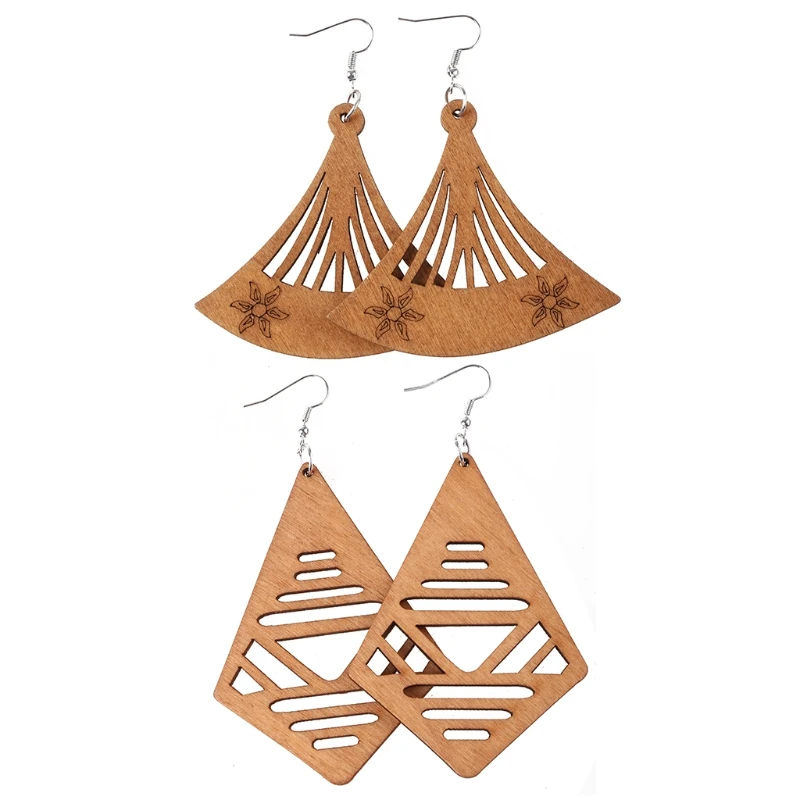 12 пар новые деревянные серьги-капли висячие серьги из полого дерева легкие в