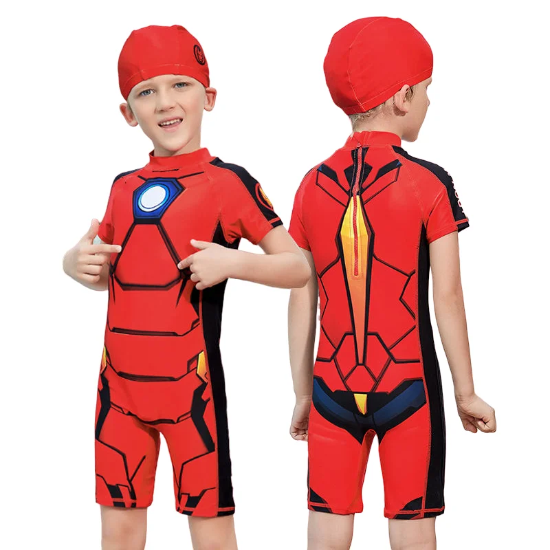 

Marvel Iron Man Anime Peripheral Kawaii Cute Cartoon Children Sunscreen One-Piece Swimsuit Creative Diving Suit Gift Wholesale