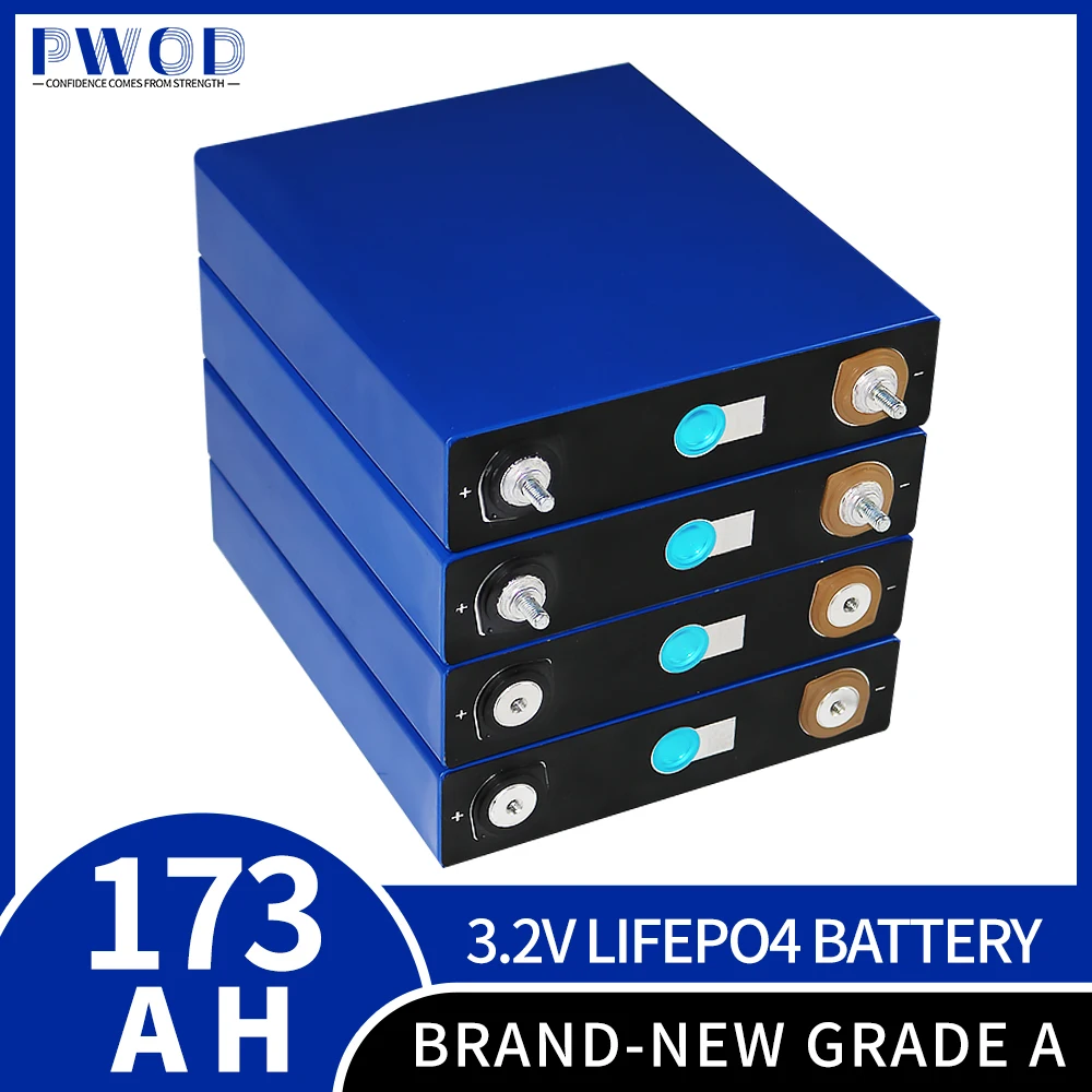 

PWOD 180ah Lifepo4 16pcs 3.2v Rechargeable Battery New Lithium Iron Phosphate Solar Cell 48v Grade A Lifepo4 Cell EU US Tax Free