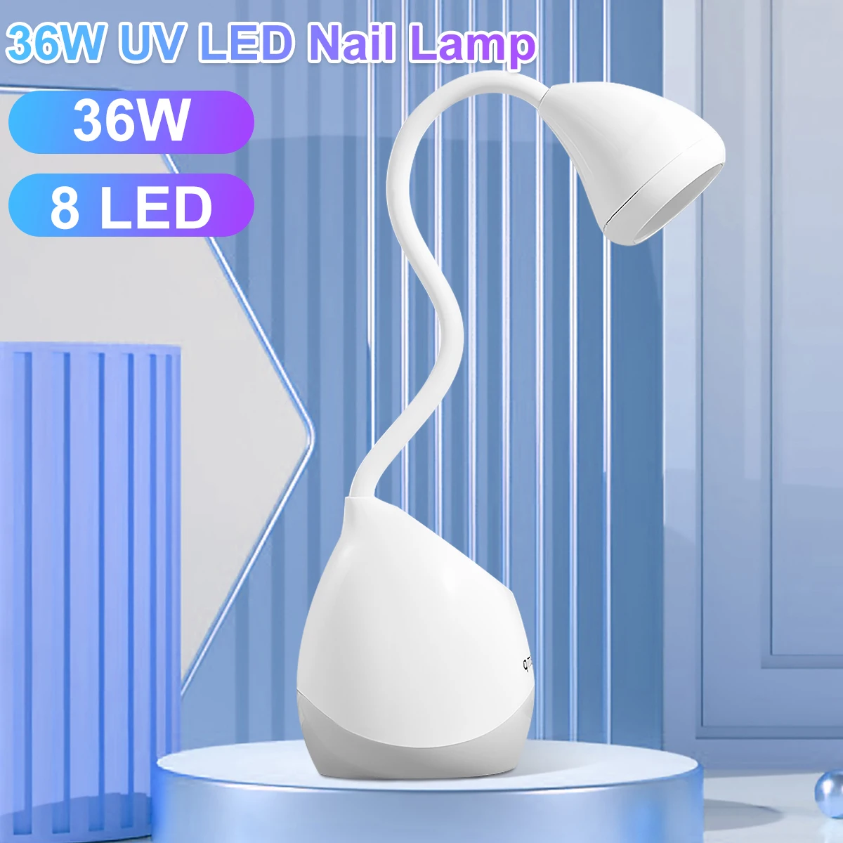 

Harupink UV Light for Nails 8 LEDS Mini Nail Lamp with Gooseneck 360 Degree Rotatable Nail Manicure Dryer USB Rechargeable Gel