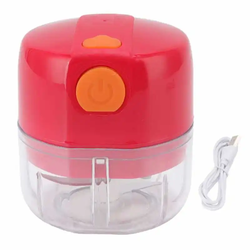 

DC 3.7V Garlic Chopper USB Charging Portable Red Double Blade 360 Degree Cutting 100mg Capacity Mini Vegetable Chopper