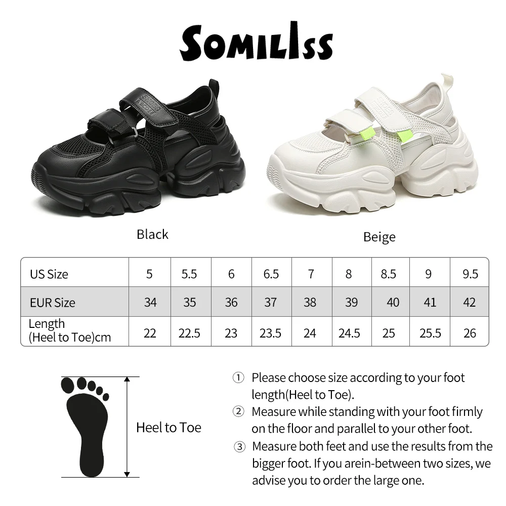 SOMILISS Women Sports Platform Sandals Genuine Leather Mesh Pachwork Outdoor Sandals Hiking Athletic Beach Summer Pool Shoes