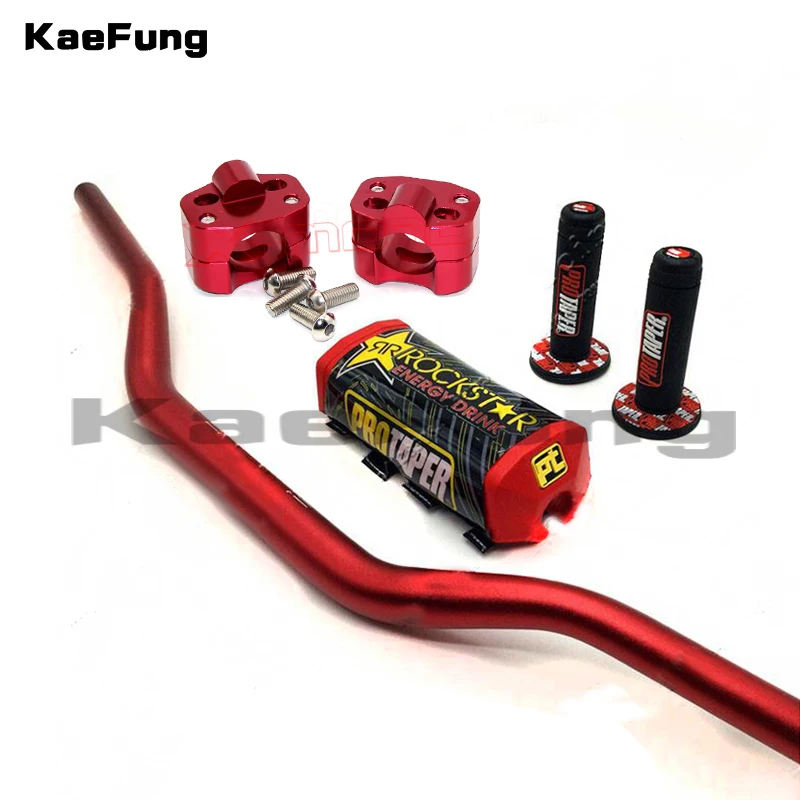 

810mm long 11/8 Fat handlebar + cnc bar clamps Square 2.0 Bar Pad New ProTaper Handlebar Grip set for dirt pit bike