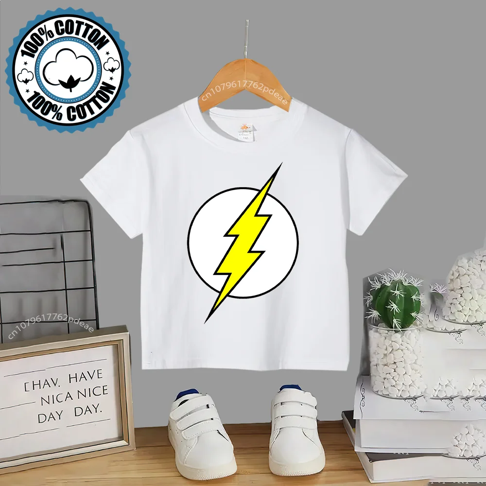 Детский хлопковый джемпер с коротким рукавом принтом