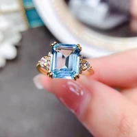 meibapj 810mm light blue topaz rectangle fashion ring for women real 925 sterling silver fine wedding jewelry