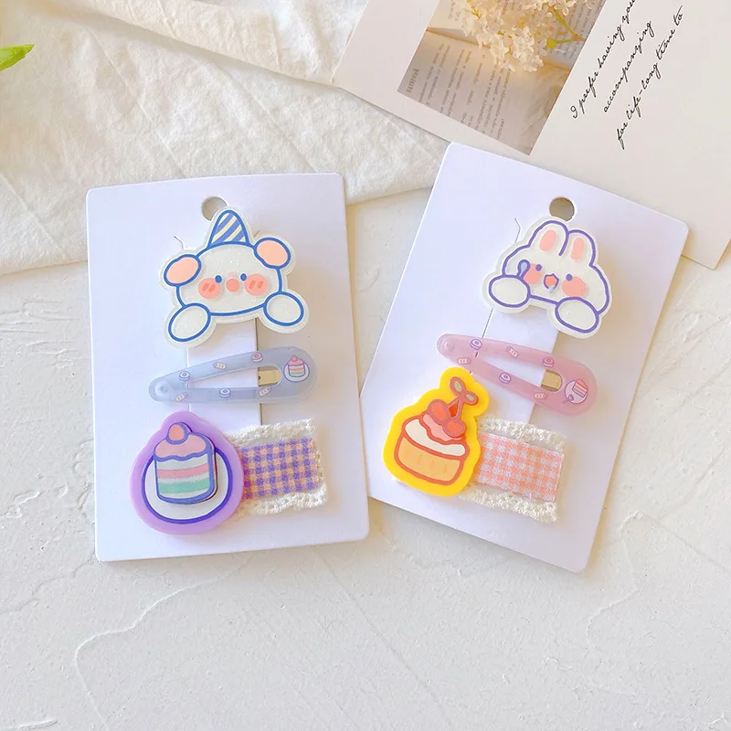 

Acrylic Bunny Bear Pig Cake Girl Hair Pins Clip Hair Barrette Accessories