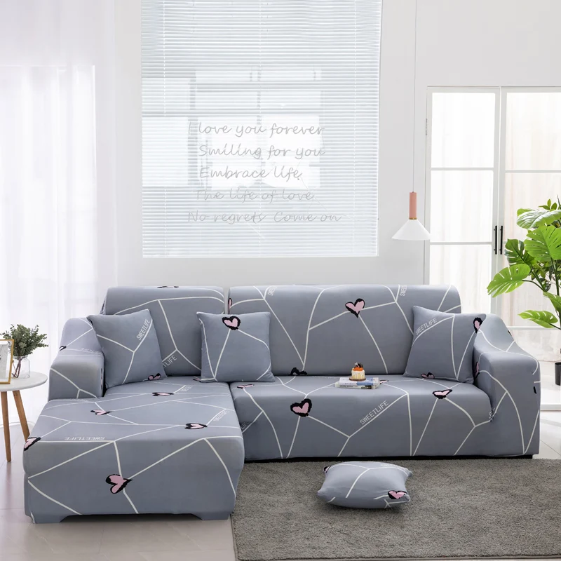 

1/2/3/4 Seater Geometric Love Heart Stretch Sofa Cover For Living Room Sectional Corner Slipcover Armchair Home Decor Funda Sofa