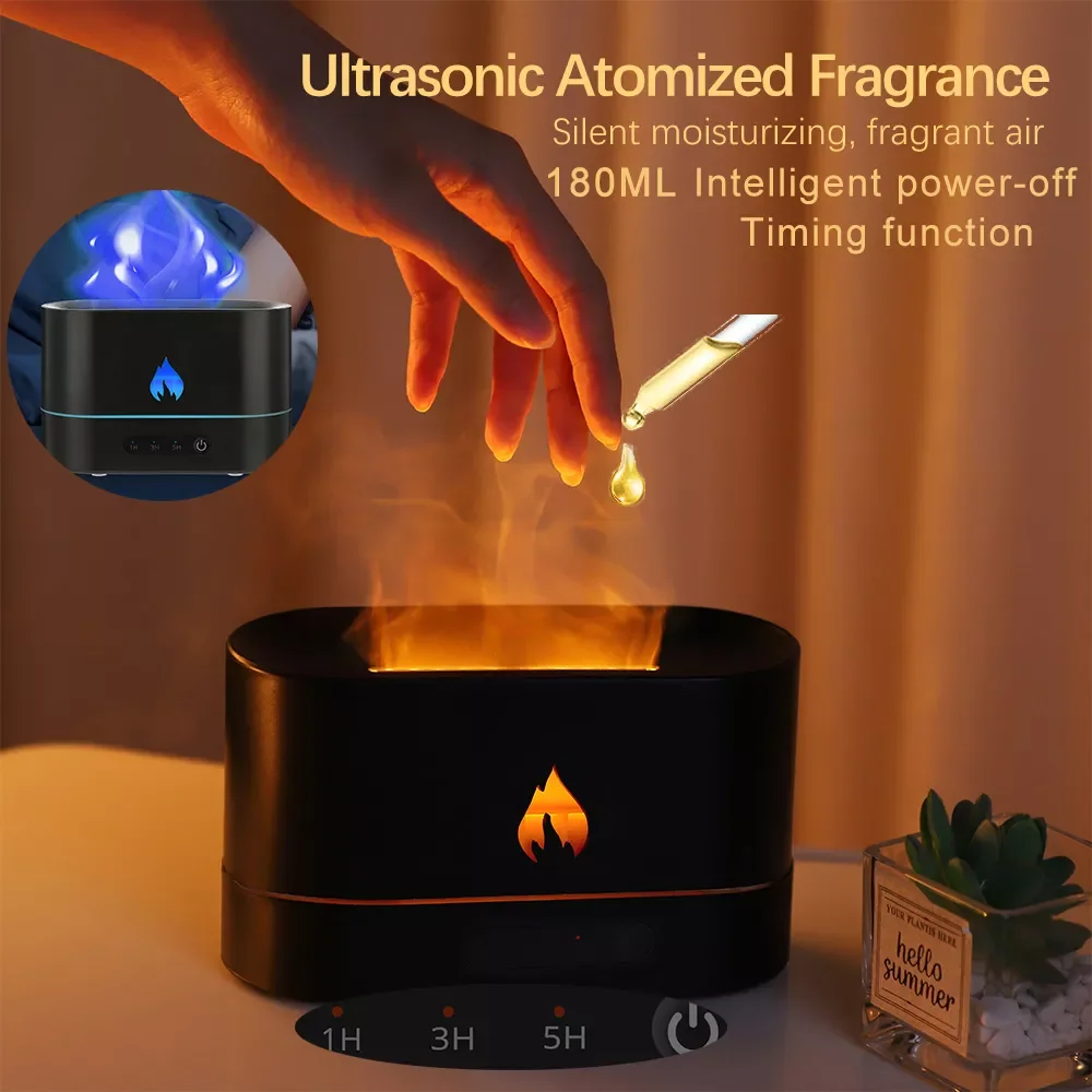 

Fragrance Diffuser Air Humidifier Aromatherapy Essential Oil Home Ultrasonic Cool Mist Maker Fogger Led Flame Lamp Arom