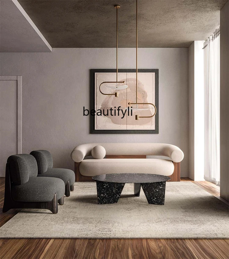 Дизайнерский креативный простой двойной диван из ткани для гостиной в маленькой