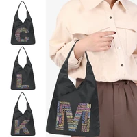 text series print handbag girl tote bag soft environmental cosmetic storage reusable harajuku style small sundries bag phone bag