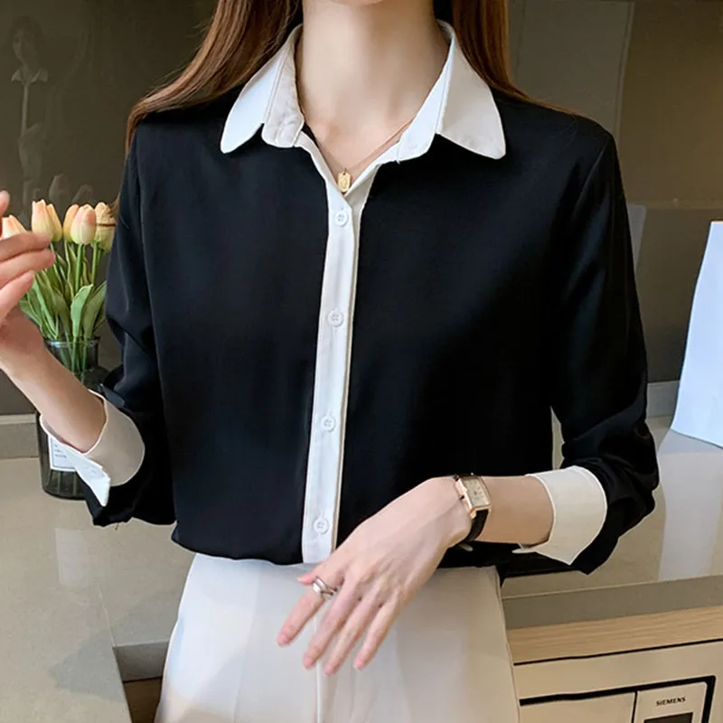 

2022 Chiffon Long-sleeve Shirt Autumn New Professional Women's Dress Color White Shirt Light Mature OL Temperament Top