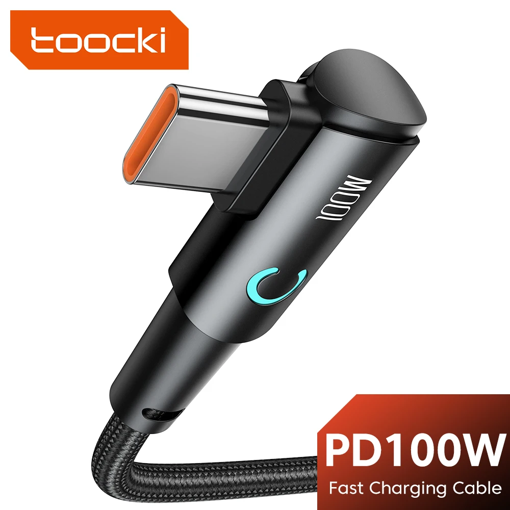 

Toocki Type C to Type C Cable PD 100W Fast Charging For Xiaomi Huawei MacBook iPad POCO Samsung USB C to USB C Elbow Data Cord