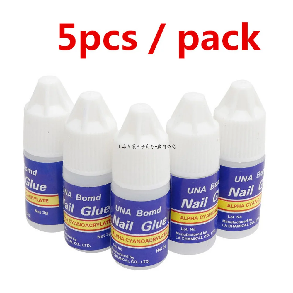 

New 5pcs Nail Art Glue Fast Dry Adhesive Acrylic Art False Tips 3D Decoration Nail Rhinestone Nail Glue False Tip Manicure Tools