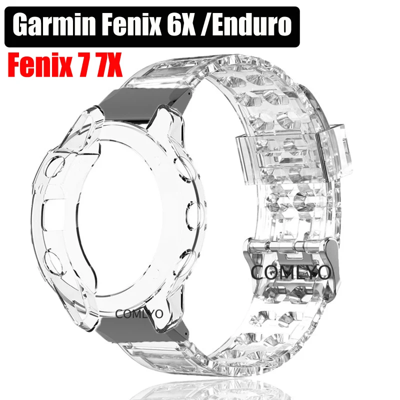 

For Garmin Fenix 7X 7 6 6x Pro Solar Sapphire Enduro Epix GEN 2 Strap TPU Clear Band Bracelet Case Soft Protective Shell Bumper